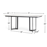 Tanner I Rectangular White Marble W/ Metal Base Dining Table by Mercana at Eve Furniture