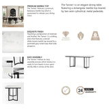 Tanner I Rectangular White Marble W/ Metal Base Dining Table by Mercana at Eve Furniture