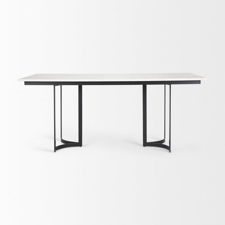 Tanner I Rectangular White Marble W/ Metal Base Dining Table by Mercana at Eve Furniture