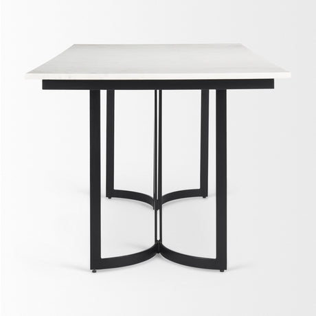 Tanner I Rectangular White Marble W/ Metal Base Dining Table by Mercana at Eve Furniture