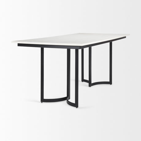 Tanner I Rectangular White Marble W/ Metal Base Dining Table by Mercana at Eve Furniture
