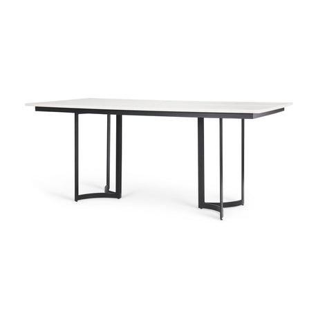 Tanner I Rectangular White Marble W/ Metal Base Dining Table by Mercana at Eve Furniture