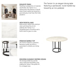 Tanner II Round White Marble Top Black Metal Base Dining Table by Mercana at Eve Furniture