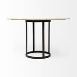 Tanner II Round White Marble Top Black Metal Base Dining Table by Mercana at Eve Furniture