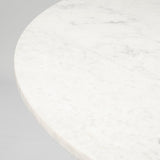 Tanner II Round White Marble Top Black Metal Base Dining Table by Mercana at Eve Furniture