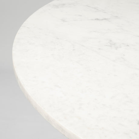 Tanner II Round White Marble Top Black Metal Base Dining Table by Mercana at Eve Furniture