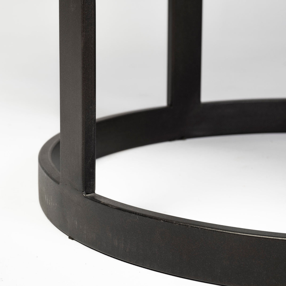 Tanner II Round White Marble Top Black Metal Base Dining Table by Mercana at Eve Furniture