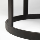 Tanner II Round White Marble Top Black Metal Base Dining Table by Mercana at Eve Furniture