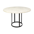 Tanner II Round White Marble Top Black Metal Base Dining Table by Mercana at Eve Furniture