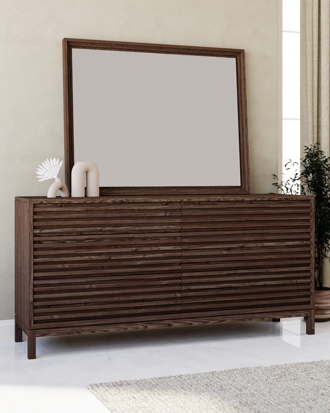 Tanner Six Drawer Ash Wood Dresser in Roux by Modus Furniture at Eve Furniture