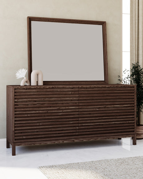 Tanner Six Drawer Ash Wood Dresser in Roux by Modus Furniture at Eve Furniture