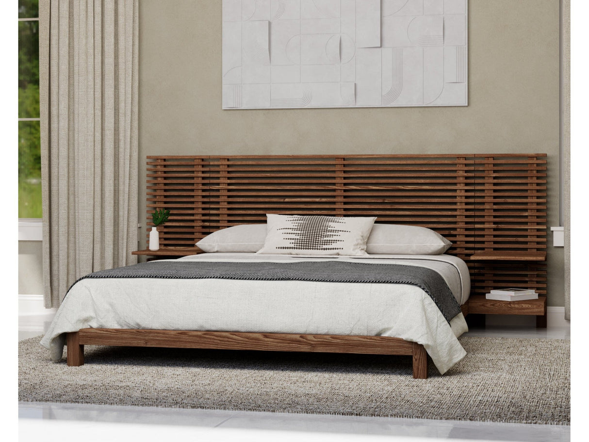 Tanner Solid Ash Eastern King Wall Bed with Integrated Nightstands in Roux by Modus Furniture at Eve Furniture