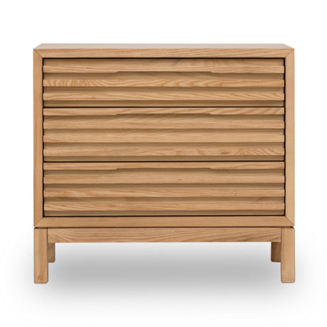 Tanner Three Drawer Ash Wood Nightstand in Flaxen by Modus Furniture at Eve Furniture