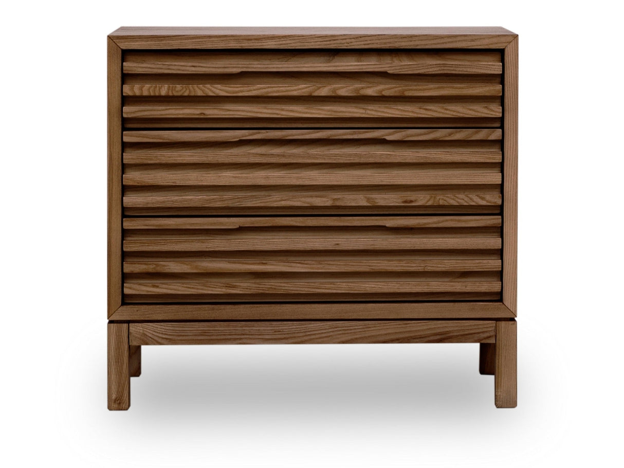 Tanner Three Drawer Ash Wood Nightstand in Roux by Modus Furniture at Eve Furniture