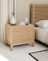 Tanner Two Drawer Ash Wood Nightstand in Flaxen by Modus Furniture at Eve Furniture