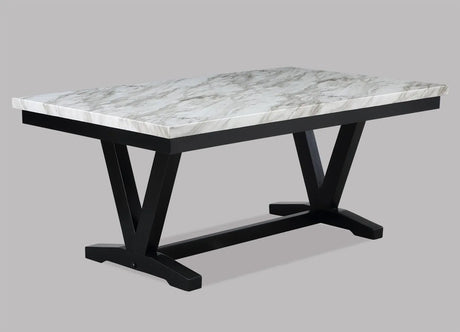 Tanner White and Black Faux Marble Dining Set by Crown Mark at Eve Furniture