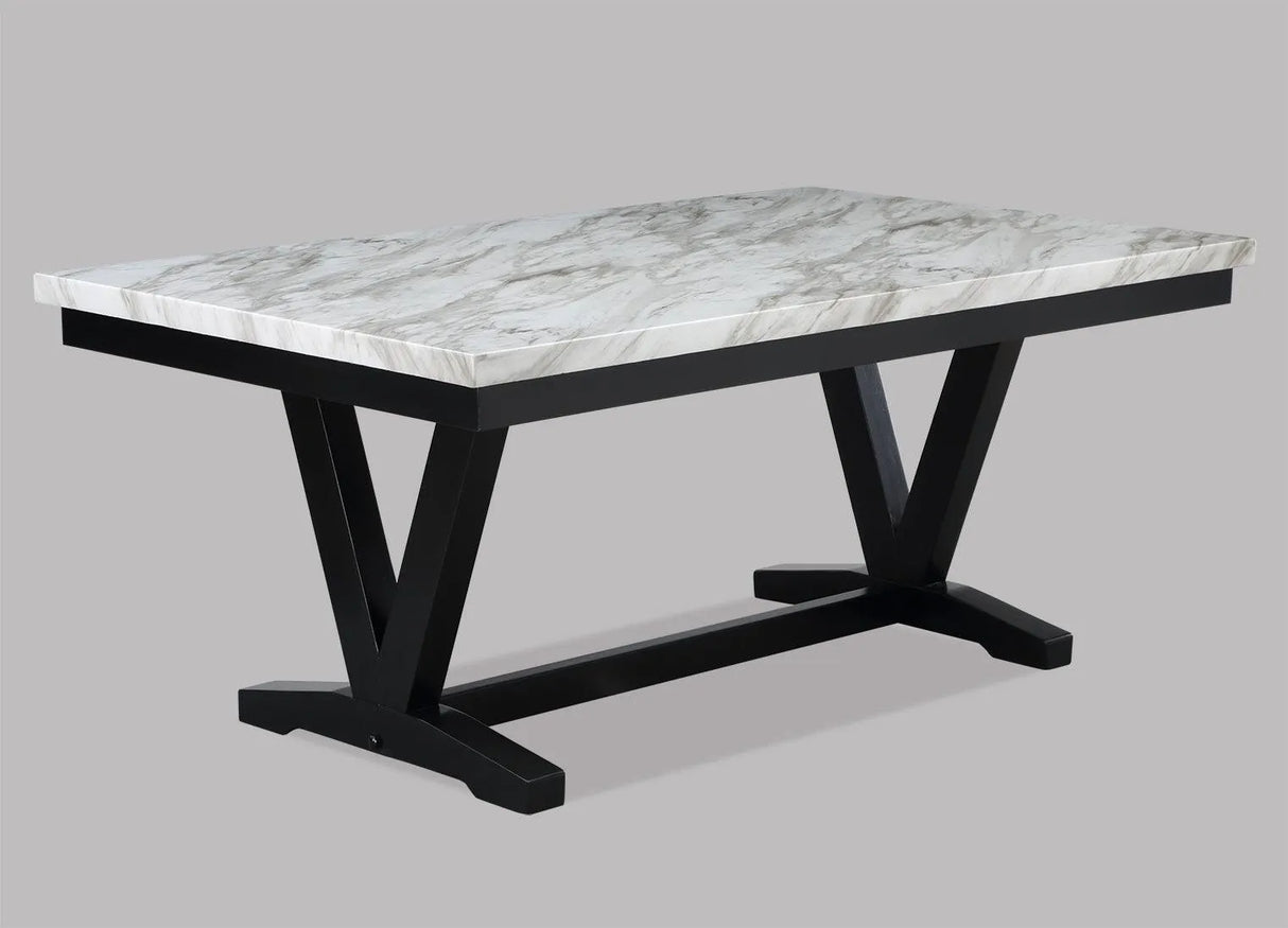 Tanner White and Black Faux Marble Dining Set by Crown Mark at Eve Furniture