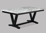 Tanner White and Black Faux Marble Dining Set by Crown Mark at Eve Furniture