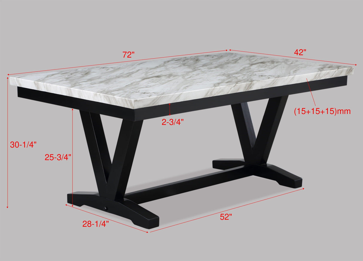 Tanner White and Black Faux Marble Dining Set by Crown Mark at Eve Furniture
