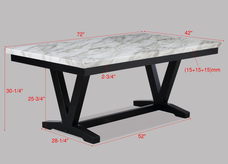 Tanner White and Black Faux Marble Dining Table by Crown Mark at Eve Furniture