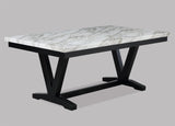 Tanner White and Black Faux Marble Dining Table by Crown Mark at Eve Furniture