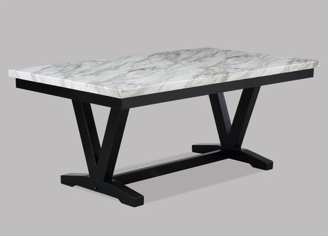 Tanner White and Black Faux Marble Dining Table by Crown Mark at Eve Furniture