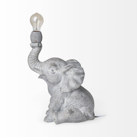 Tantor (15.9"H) Gray Resin Elephant Calf Table Lamp by Mercana at Eve Furniture