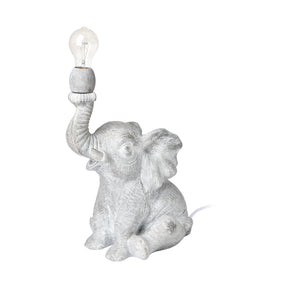 Tantor (15.9"H) Gray Resin Elephant Calf Table Lamp by Mercana at Eve Furniture