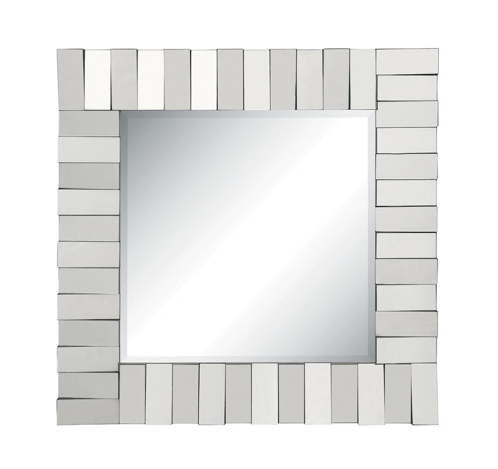 Tanwen Silver Square Wall Mirror with Layered Panel