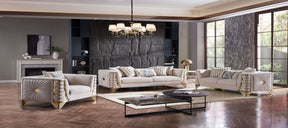 Tanya Cream/Gold Living Room Set by Cosmos Furniture at Eve Furniture