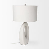 Tao 20.0L x 20.0W x 33.0H Cream Base W/White Shade Table Lamp by Mercana at Eve Furniture