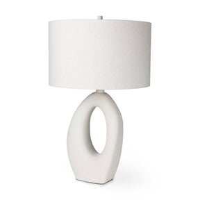 Tao 20.0L x 20.0W x 33.0H Cream Base W/White Shade Table Lamp by Mercana at Eve Furniture