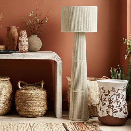 Tapered Natural Chenille Fiber Floor Lamp by TOV Furniture at Eve Furniture