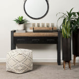 Tapir Beige Cotton Argyle Pattern Square Pouf by Mercana at Eve Furniture