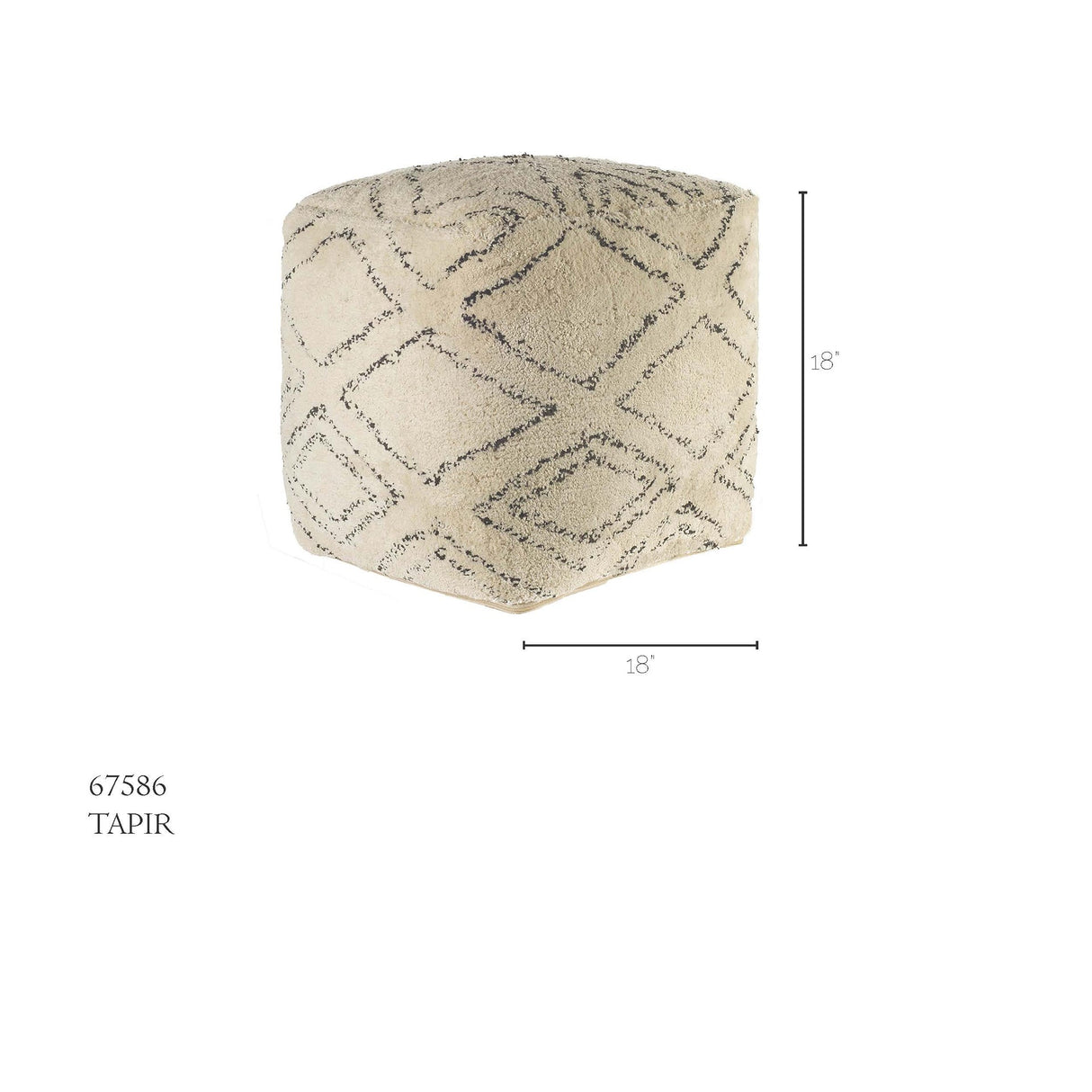 Tapir Beige Cotton Argyle Pattern Square Pouf by Mercana at Eve Furniture