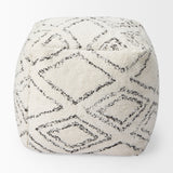 Tapir Beige Cotton Argyle Pattern Square Pouf by Mercana at Eve Furniture