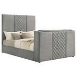 Tara Grey 61-inch Upholstered King Panel TV Bed by Coaster at Eve Furniture