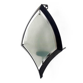 Tarquin I Black Metal Frame w/Frosted Glass Shade Wall Candle Holder by Mercana at Eve Furniture