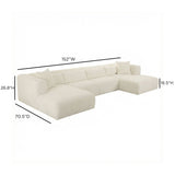 Tarra 4-Piece Fluffy Oversized Performance Corduroy Modular U-Sectional by TOV Furniture at Eve Furniture