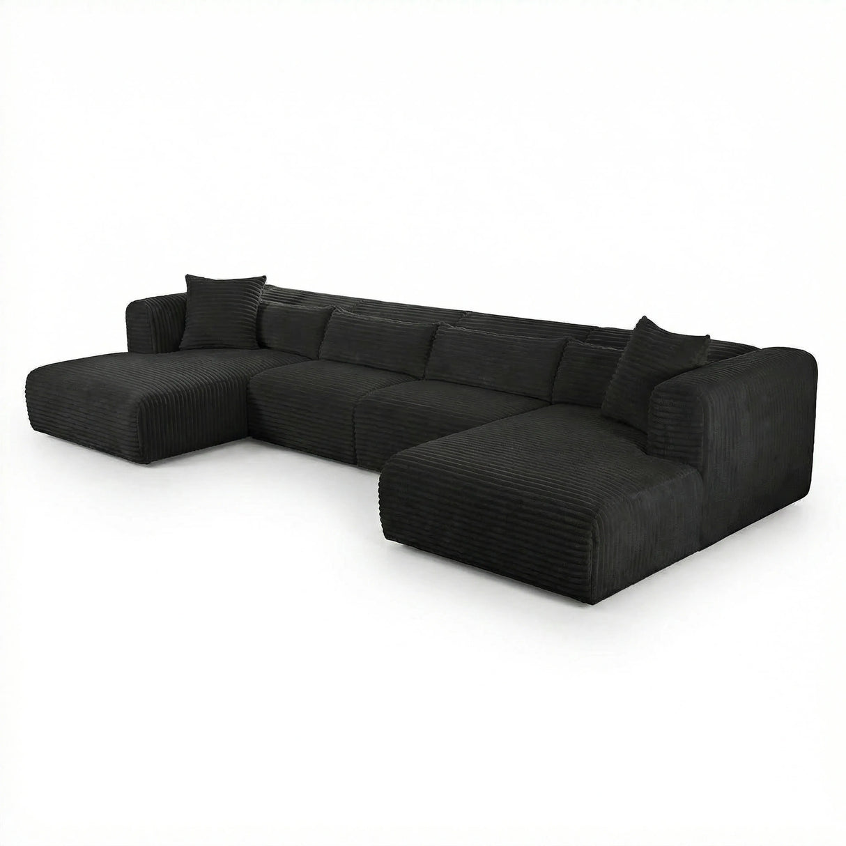 Tarra 4-Piece Fluffy Oversized Performance Corduroy Modular U-Sectional by TOV Furniture at Eve Furniture