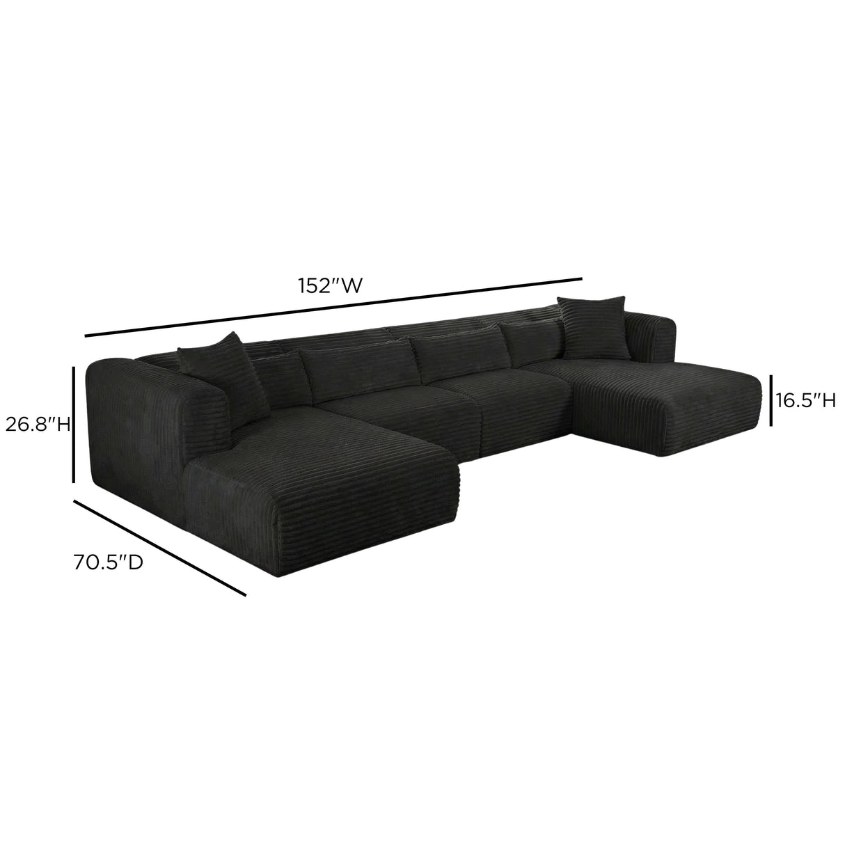 Tarra 4-Piece Fluffy Oversized Performance Corduroy Modular U-Sectional by TOV Furniture at Eve Furniture