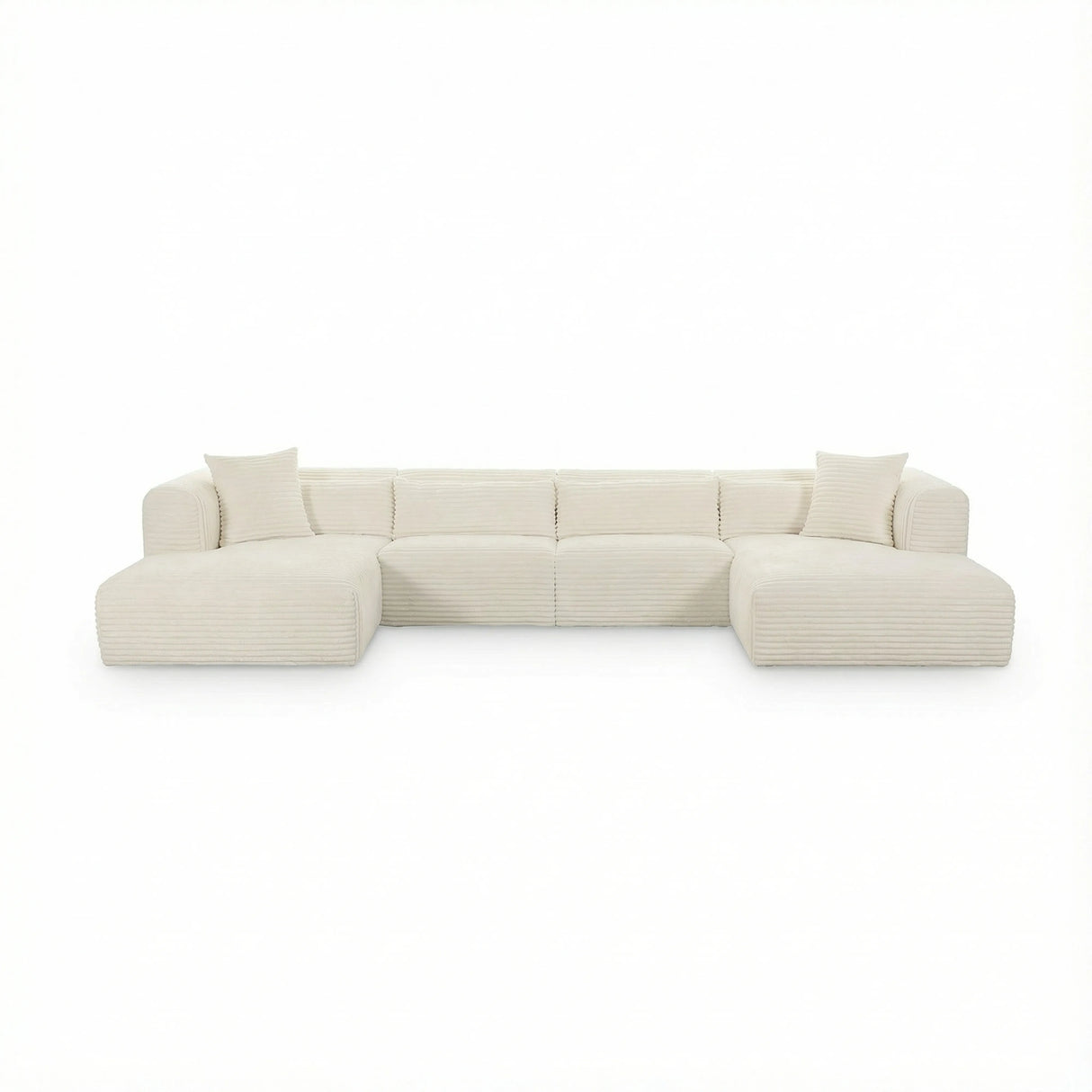 Tarra 4-Piece Fluffy Oversized Performance Corduroy Modular U-Sectional by TOV Furniture at Eve Furniture
