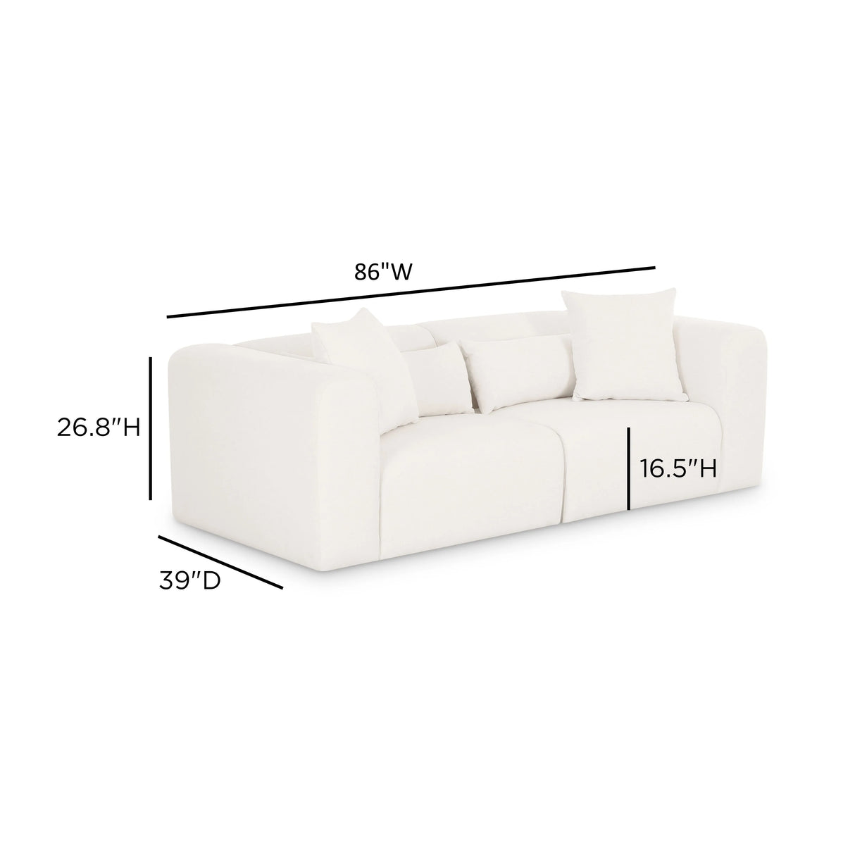 Tarra 86" Cream Performance Chenille Modular Loveseat by TOV Furniture at Eve Furniture