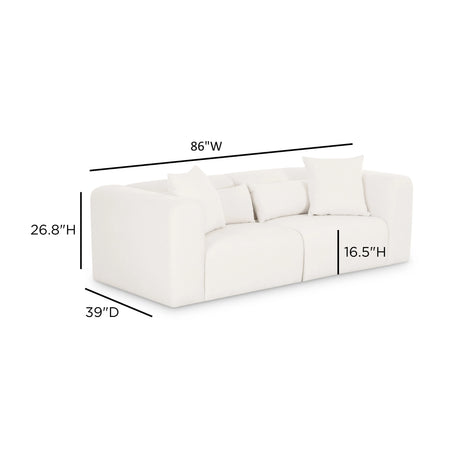Tarra 86" Cream Performance Chenille Modular Loveseat by TOV Furniture at Eve Furniture
