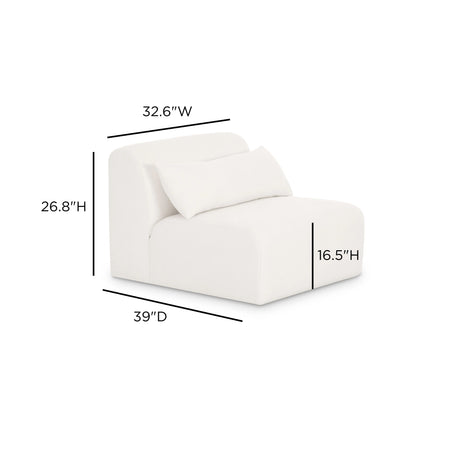 Tarra Cream Performance Chenille Modular Armless Chair by TOV Furniture at Eve Furniture