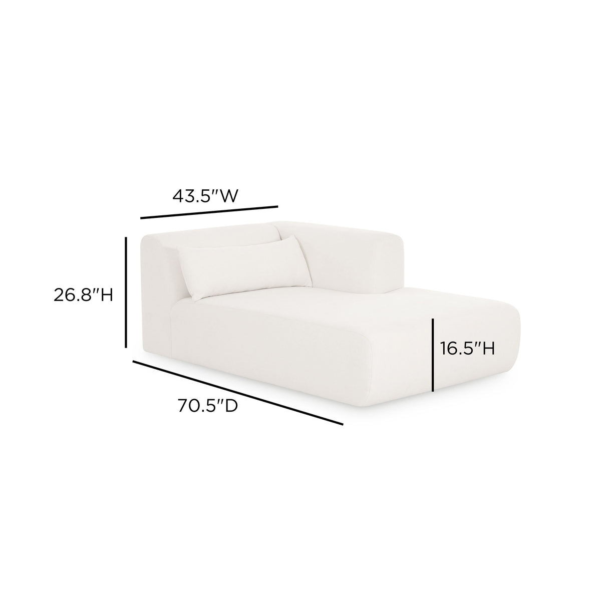 Tarra Cream Performance Chenille Modular Chaise by TOV Furniture at Eve Furniture