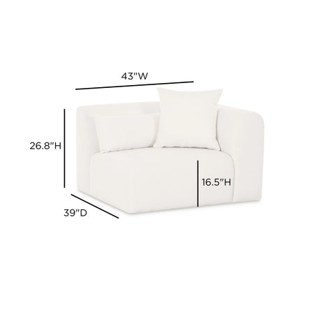 Tarra Cream Performance Chenille Modular Corner Chair by TOV Furniture at Eve Furniture