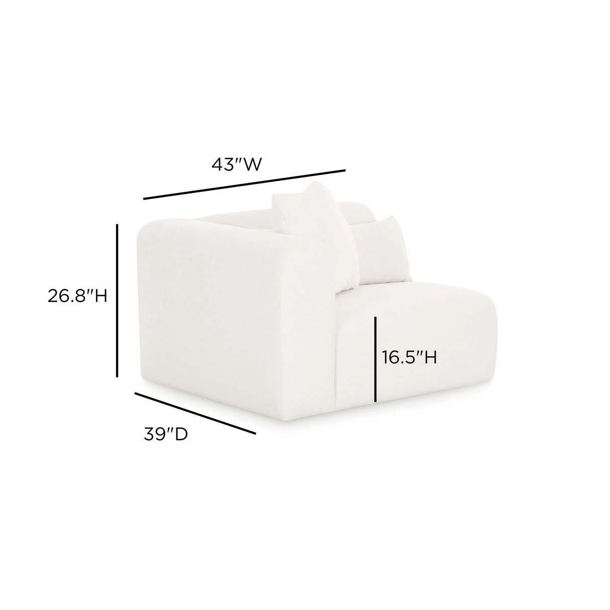 Tarra Cream Performance Chenille Modular Corner Chair by TOV Furniture at Eve Furniture