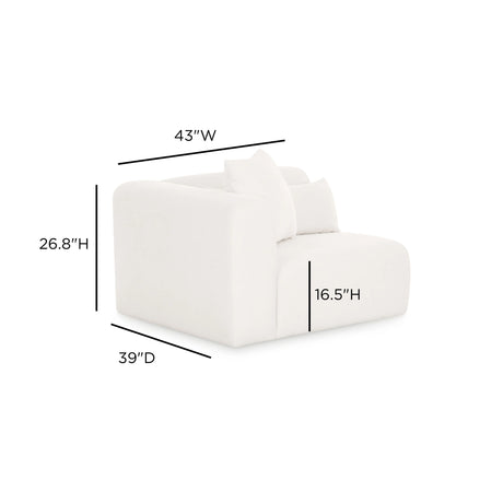 Tarra Cream Performance Chenille Modular Corner Chair by TOV Furniture at Eve Furniture