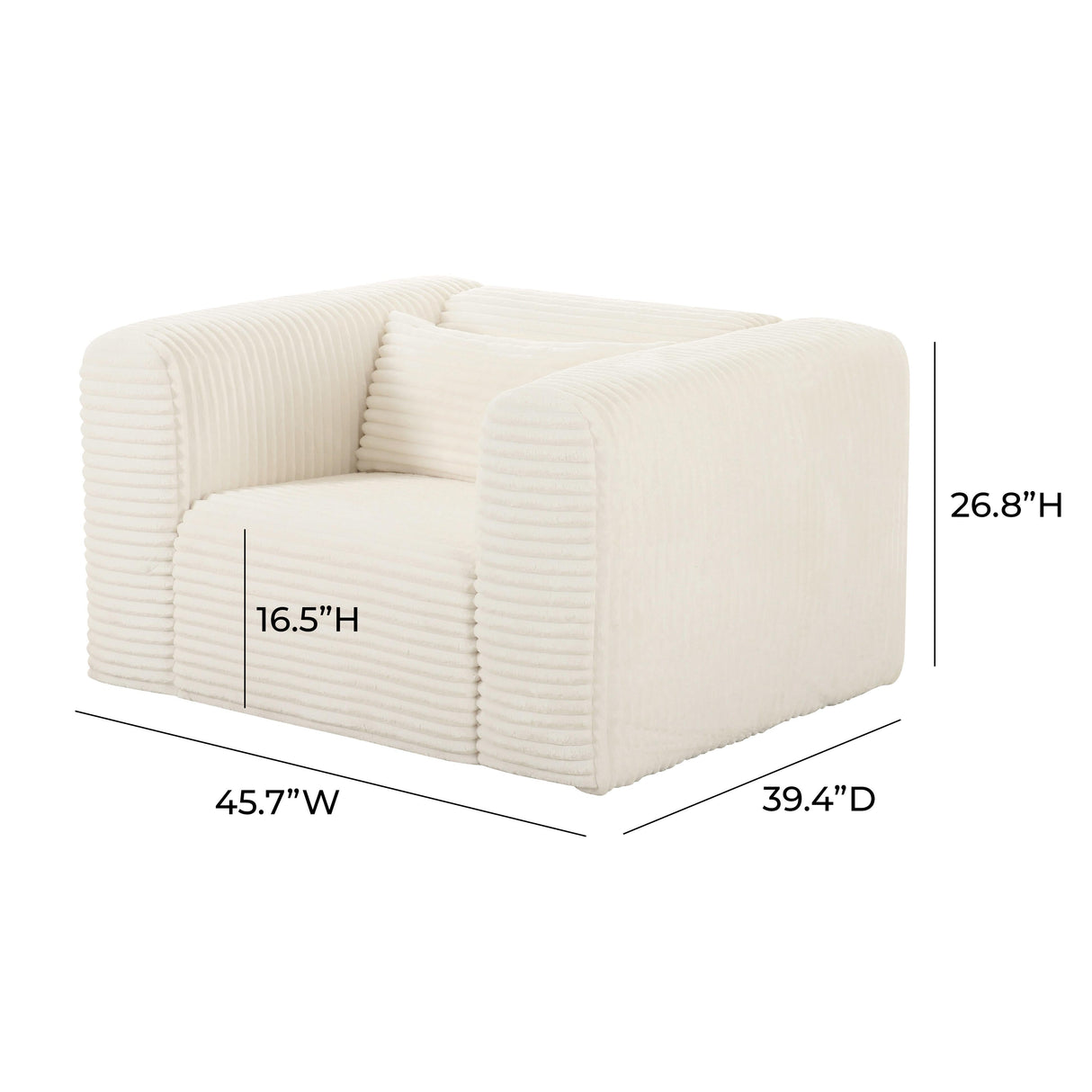 Tarra Fluffy Oversized Corduroy Armchair by TOV Furniture at Eve Furniture